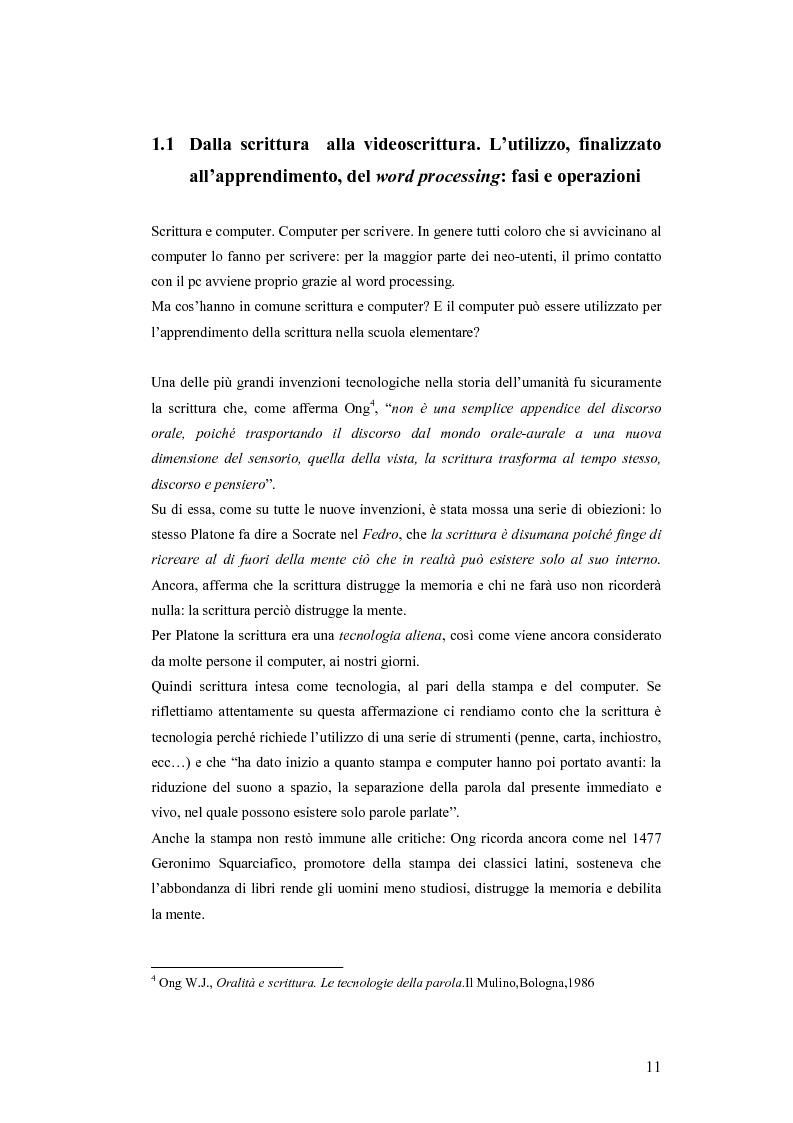 Anteprima della tesi: La videoscrittura: riflessione sulla lingua e produzione del testo., Pagina 7