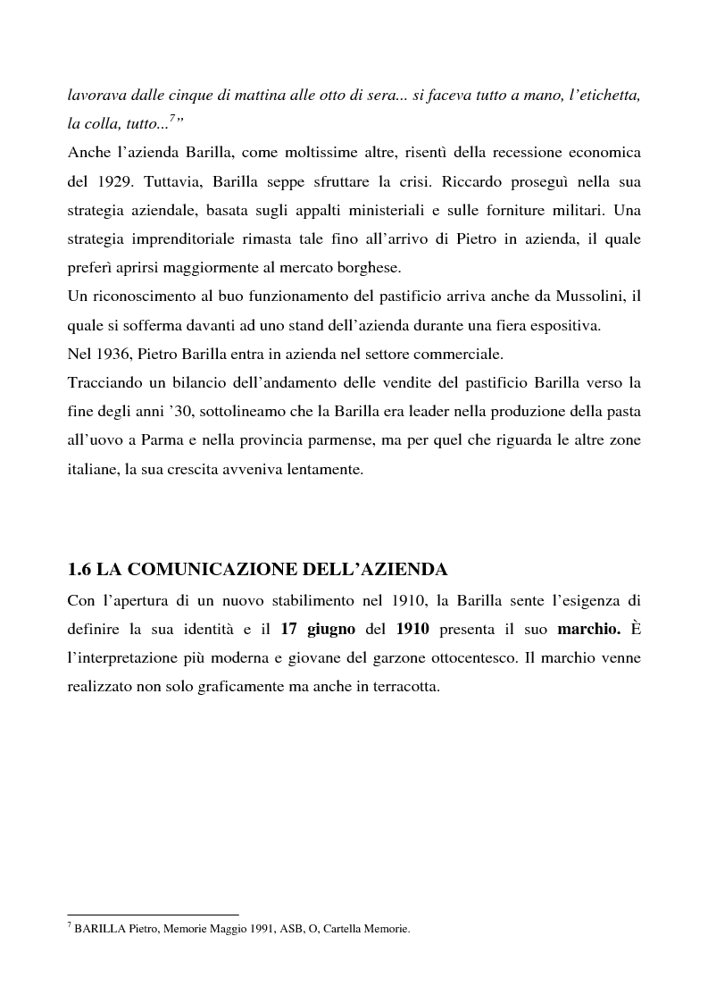 Anteprima della tesi: Cosa bolle in pentola? Il caso Barilla: 125 anni di comunicazione sempre al dente., Pagina 13