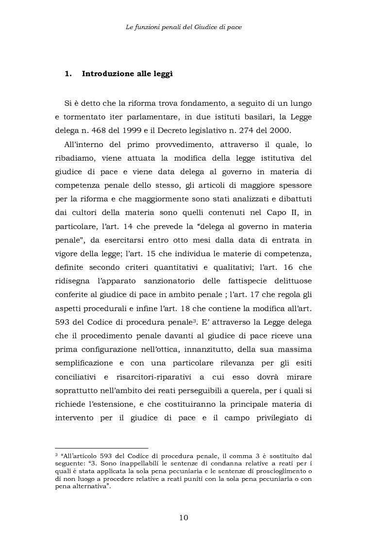 Anteprima della tesi: Le funzioni penali del Giudice di Pace. Un'indagine esplorativa nel distretto di Oristano, Pagina 10