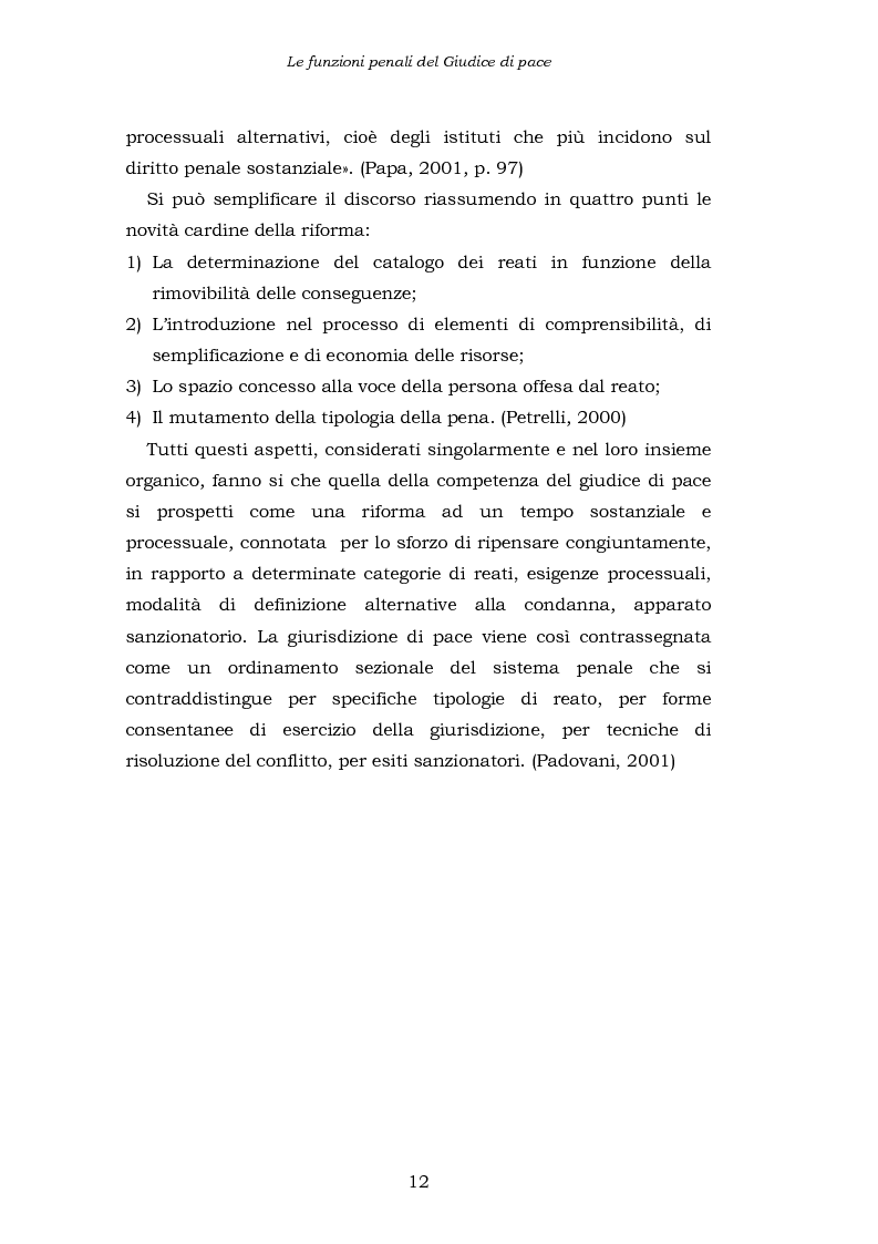 Anteprima della tesi: Le funzioni penali del Giudice di Pace. Un'indagine esplorativa nel distretto di Oristano, Pagina 12