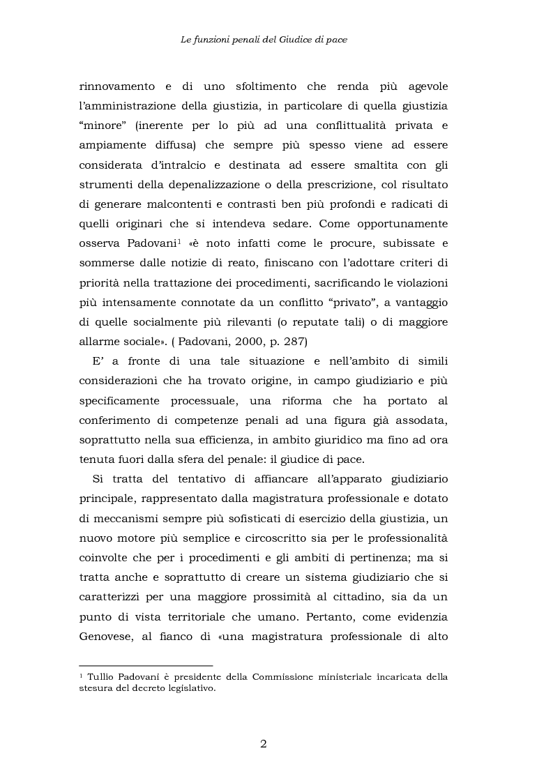 Anteprima della tesi: Le funzioni penali del Giudice di Pace. Un'indagine esplorativa nel distretto di Oristano, Pagina 2