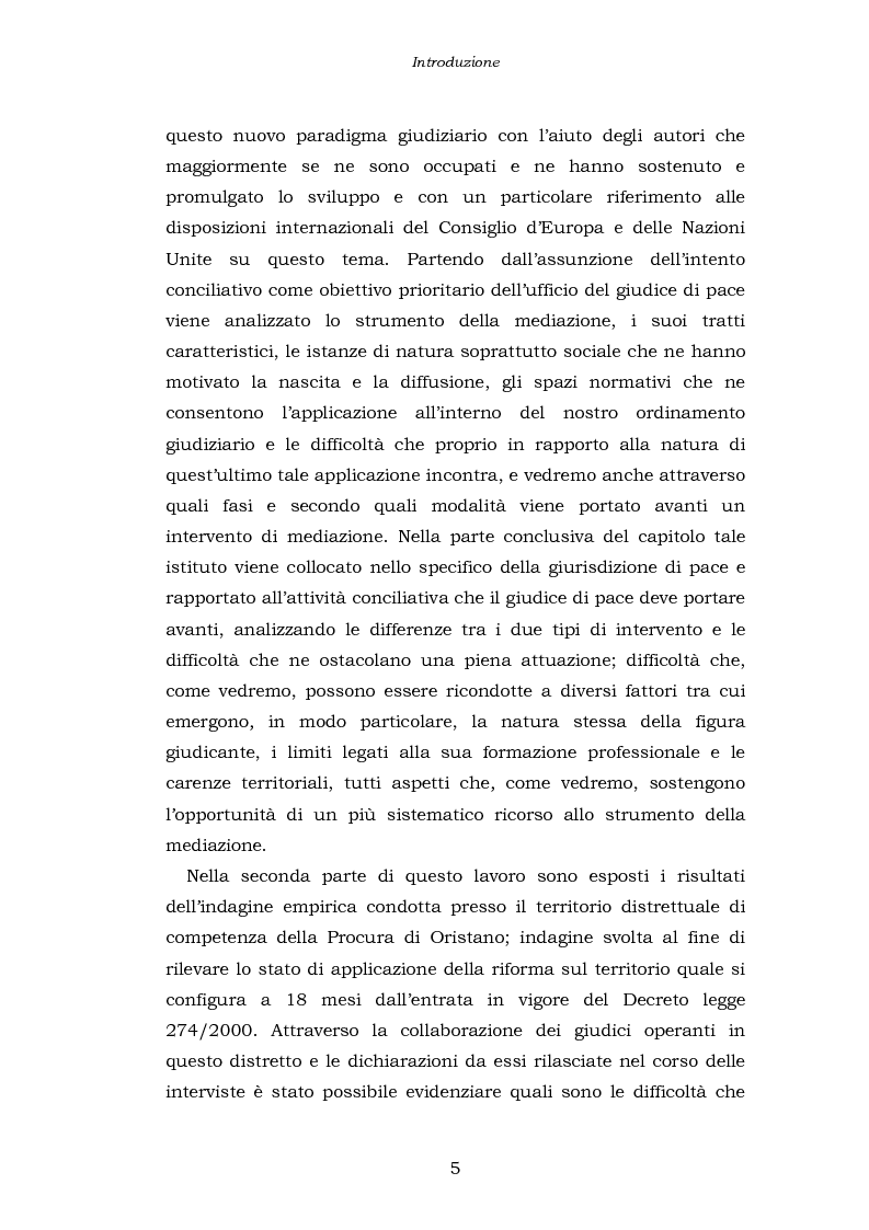 Anteprima della tesi: Le funzioni penali del Giudice di Pace. Un'indagine esplorativa nel distretto di Oristano, Pagina 5