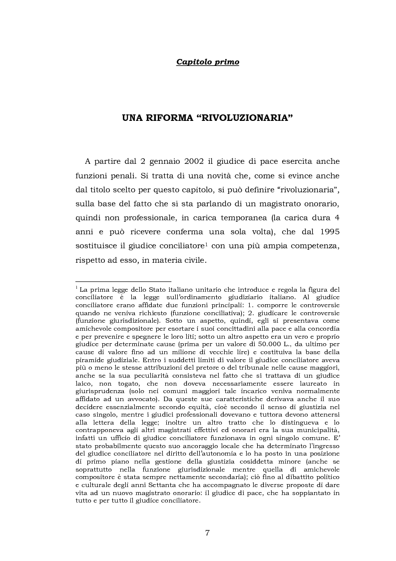 Anteprima della tesi: Le funzioni penali del Giudice di Pace. Un'indagine esplorativa nel distretto di Oristano, Pagina 7