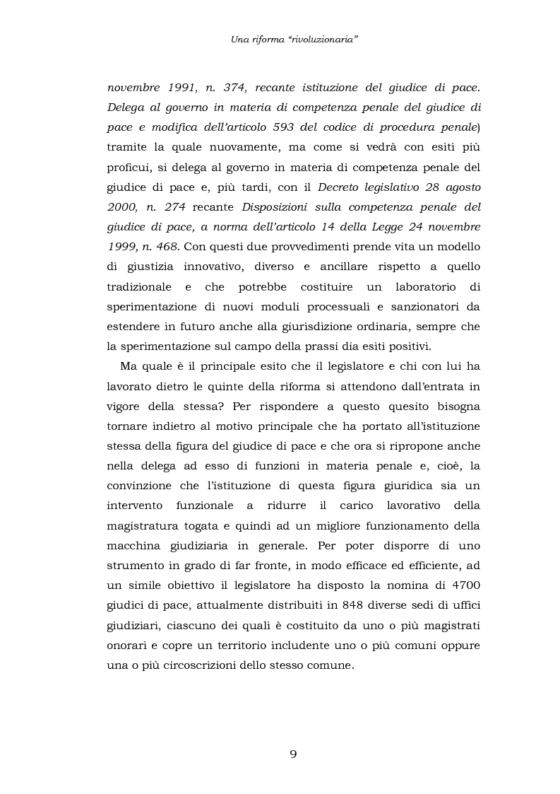 Anteprima della tesi: Le funzioni penali del Giudice di Pace. Un'indagine esplorativa nel distretto di Oristano, Pagina 9