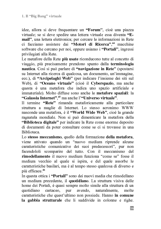 Anteprima della tesi: I Portali Web. Viaggio nella Rete A/R., Pagina 14