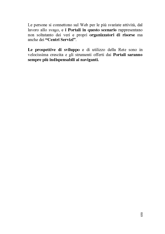Anteprima della tesi: I Portali Web. Viaggio nella Rete A/R., Pagina 2