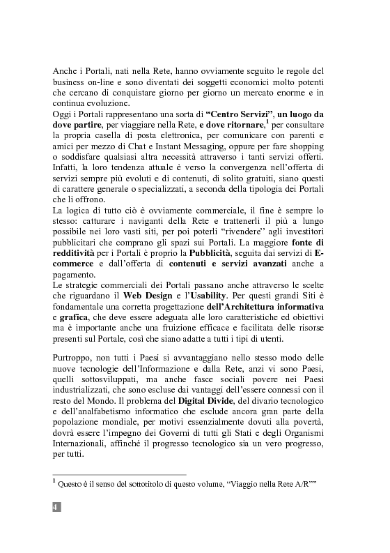 Anteprima della tesi: I Portali Web. Viaggio nella Rete A/R., Pagina 4