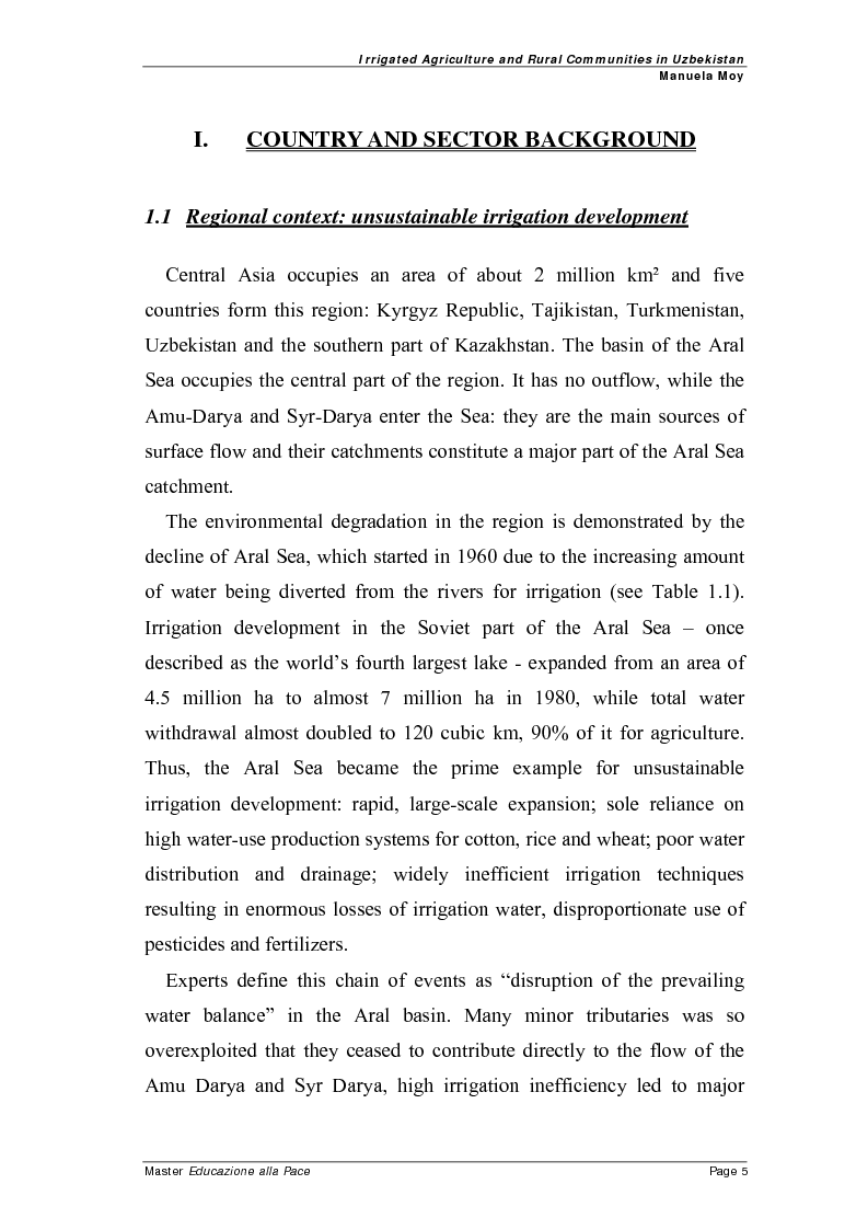 Anteprima della tesi: Irrigated agriculture and rural communities in Uzbekistan, Pagina 4