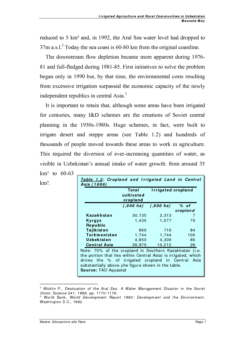 Anteprima della tesi: Irrigated agriculture and rural communities in Uzbekistan, Pagina 6