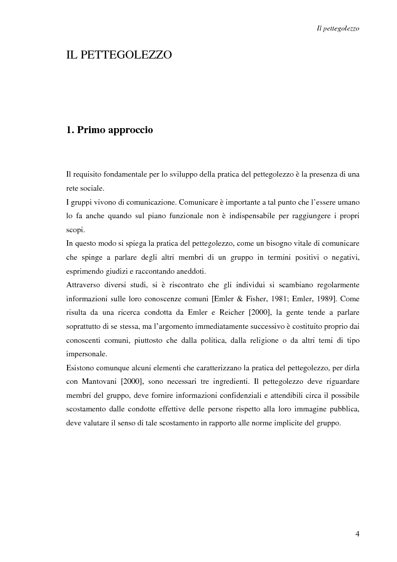 Anteprima della tesi: Spesso, ma non sempre, l'apparenza inganna. Reputazione e pettegolezzo come forme di controllo sociale., Pagina 4