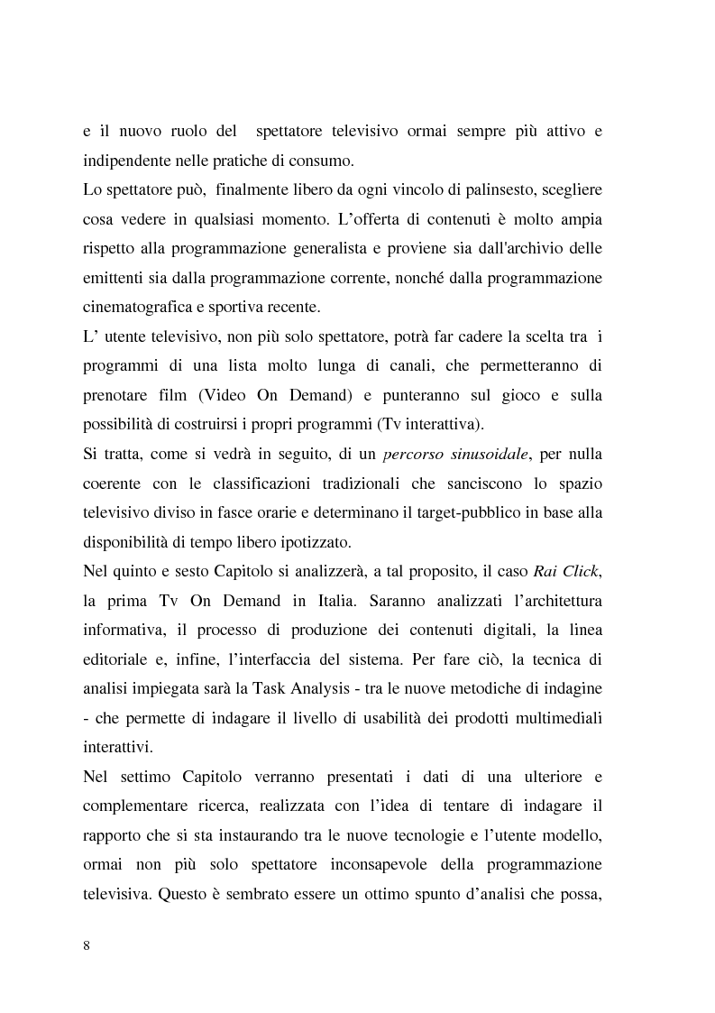 Anteprima della tesi: La Tv digitale come personal medium. Rai Click, la prima Tv on Demand in Italia., Pagina 4