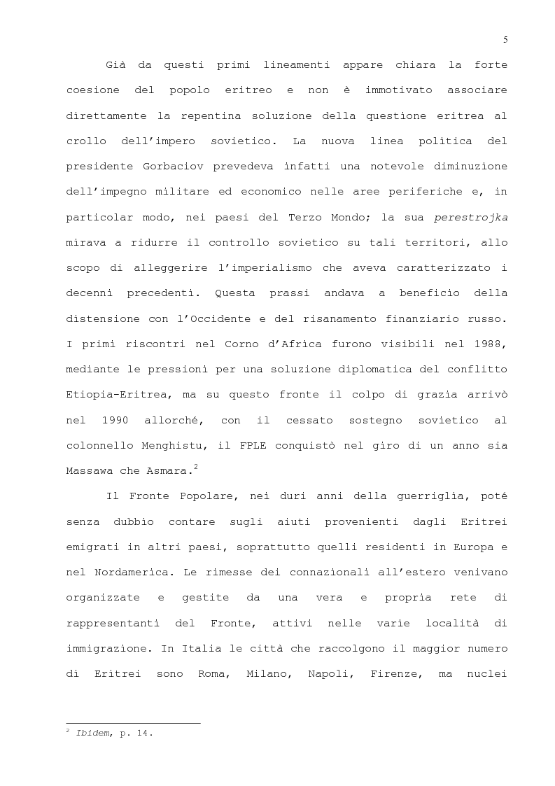 Anteprima della tesi: L'immigrazione eritrea a Genova. Aspetti sociali e culturali, Pagina 2