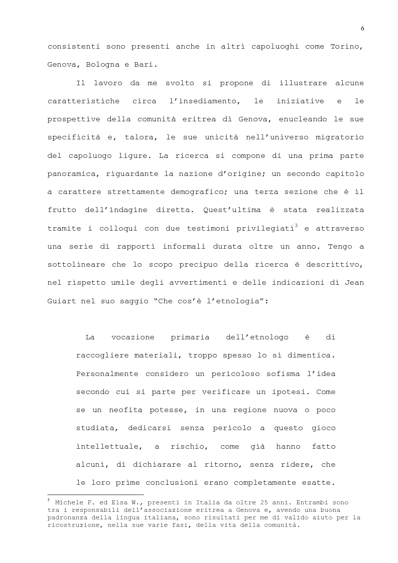 Anteprima della tesi: L'immigrazione eritrea a Genova. Aspetti sociali e culturali, Pagina 3