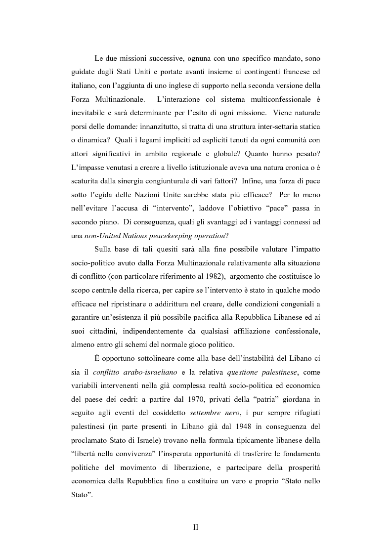 Anteprima della tesi: L'intervento della Forza Multinazionale in Libano nel 1982, Pagina 2
