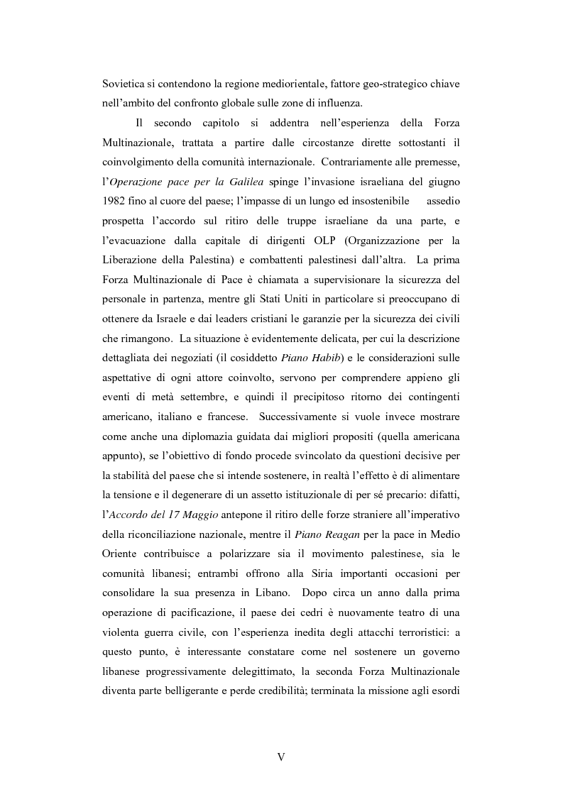 Anteprima della tesi: L'intervento della Forza Multinazionale in Libano nel 1982, Pagina 5