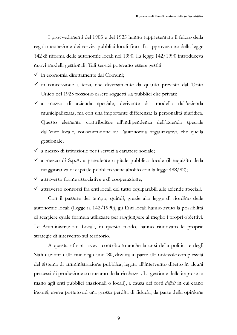 Anteprima della tesi: La liberalizzazione del settore delle utilities. Opportunità o nuova minaccia per la Regione Campania?, Pagina 12