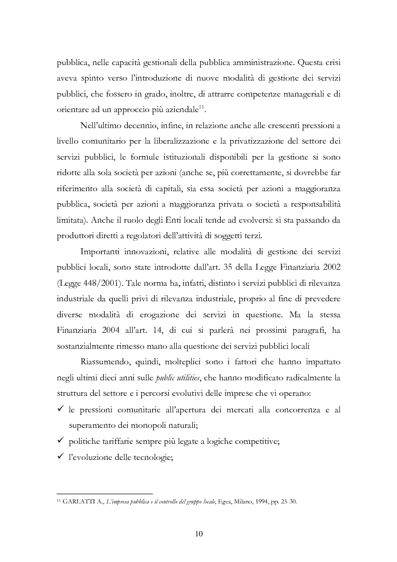 Anteprima della tesi: La liberalizzazione del settore delle utilities. Opportunità o nuova minaccia per la Regione Campania?, Pagina 13