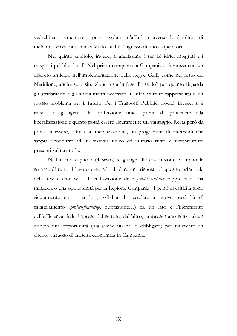 Anteprima della tesi: La liberalizzazione del settore delle utilities. Opportunità o nuova minaccia per la Regione Campania?, Pagina 3