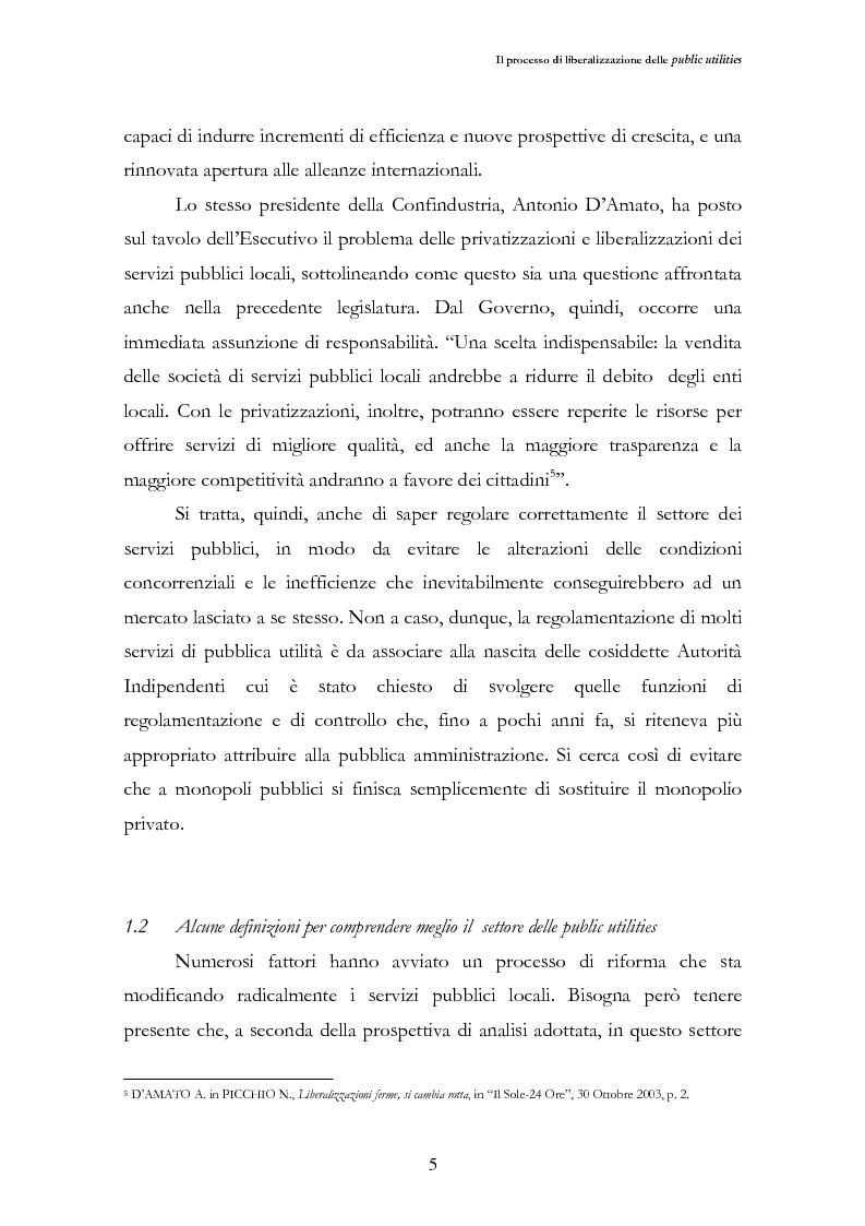 Anteprima della tesi: La liberalizzazione del settore delle utilities. Opportunità o nuova minaccia per la Regione Campania?, Pagina 8