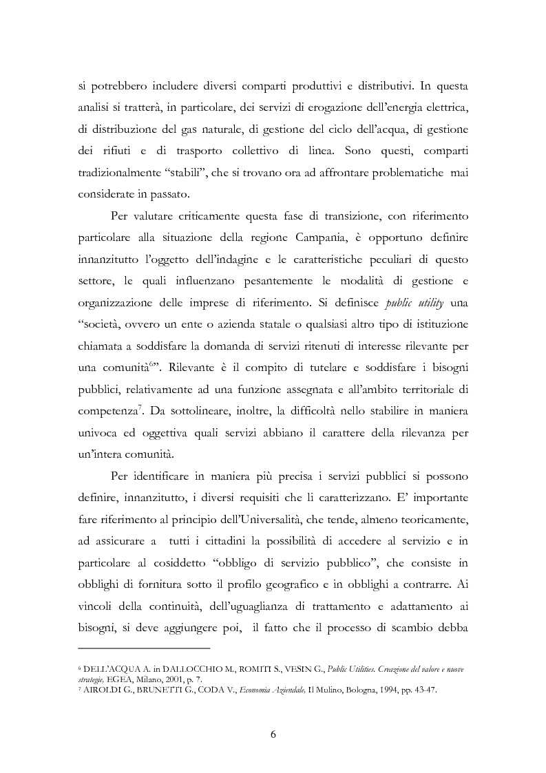 Anteprima della tesi: La liberalizzazione del settore delle utilities. Opportunità o nuova minaccia per la Regione Campania?, Pagina 9
