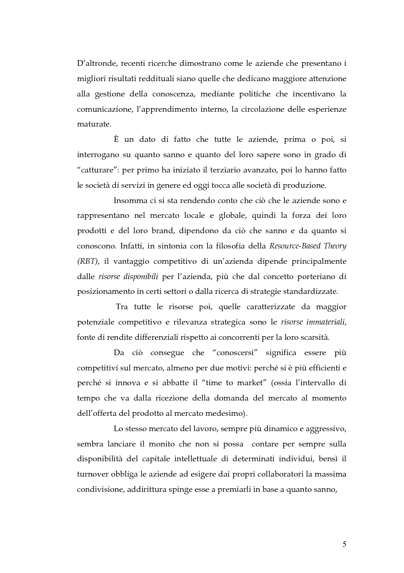 Anteprima della tesi: Knowledge Management: dalla tassonomia dei progetti al modello gestionale, Pagina 2
