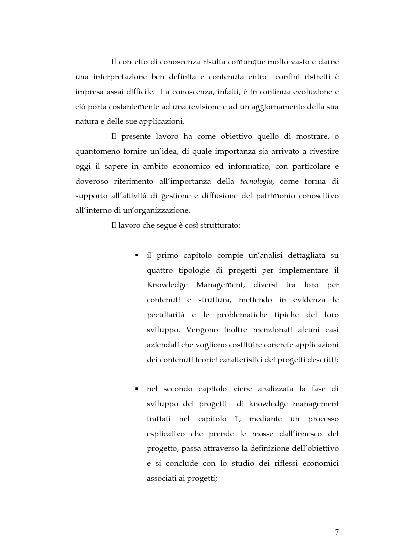 Anteprima della tesi: Knowledge Management: dalla tassonomia dei progetti al modello gestionale, Pagina 4