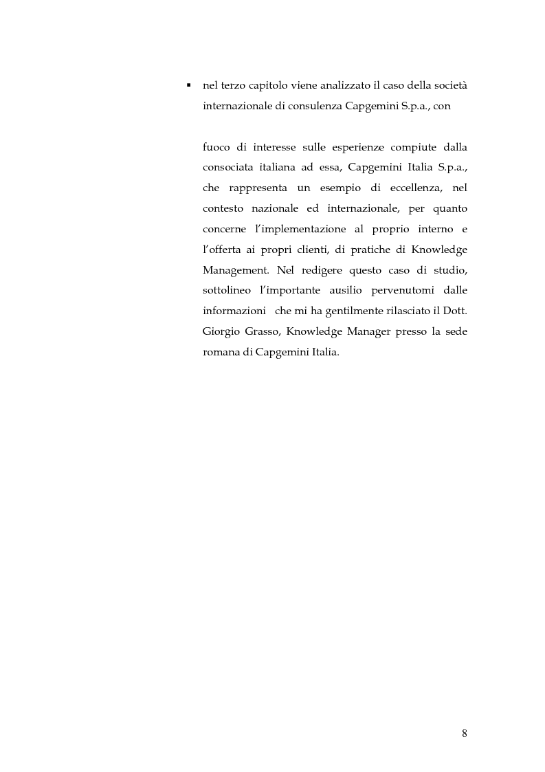 Anteprima della tesi: Knowledge Management: dalla tassonomia dei progetti al modello gestionale, Pagina 5