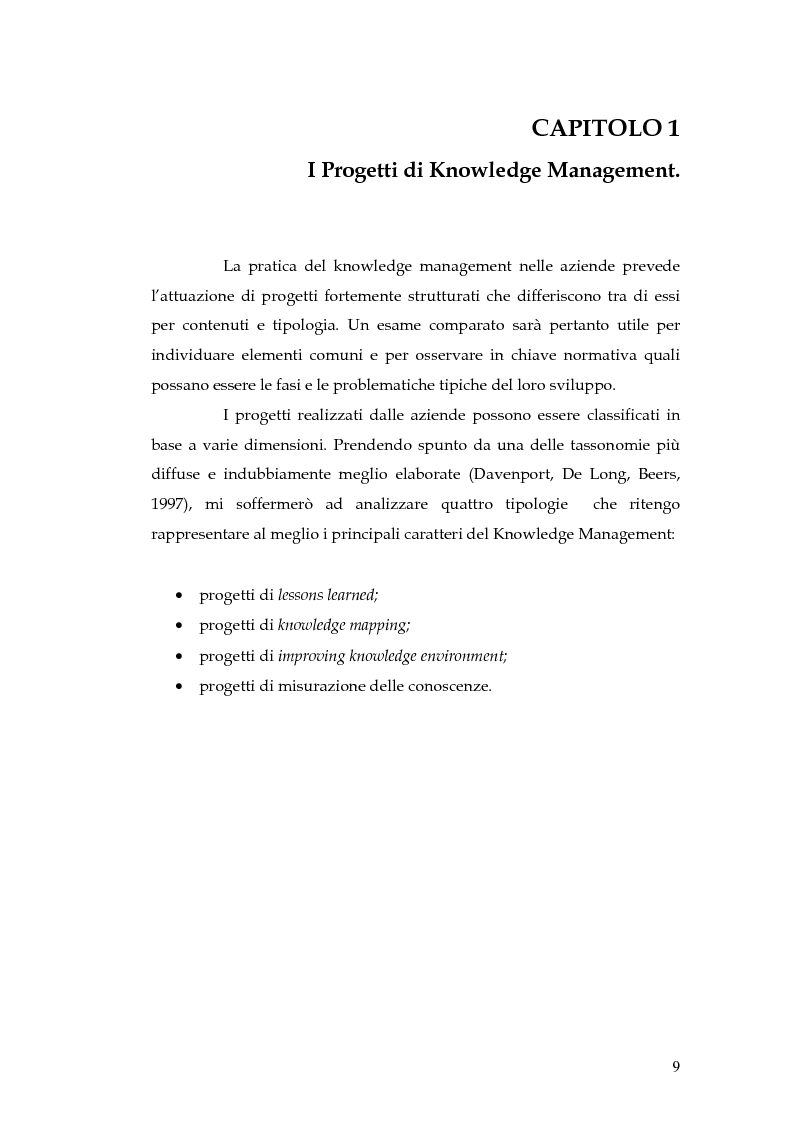 Anteprima della tesi: Knowledge Management: dalla tassonomia dei progetti al modello gestionale, Pagina 6