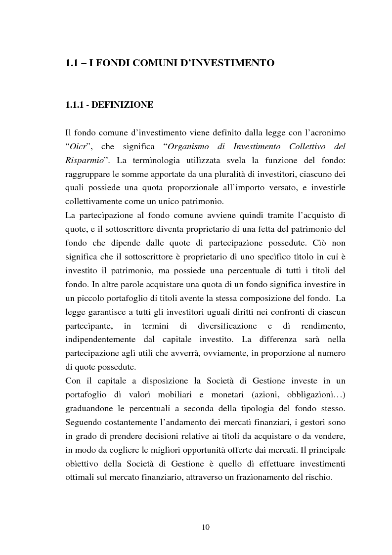 Anteprima della tesi: Fondi comuni azionari e obbligazionari: analisi delle performance, Pagina 7