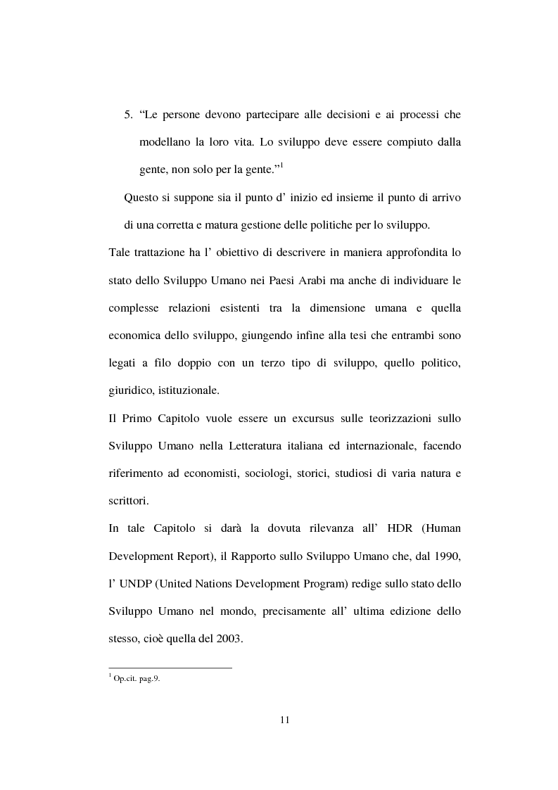 Anteprima della tesi: Lo Sviluppo Umano nei Paesi arabi, Pagina 9