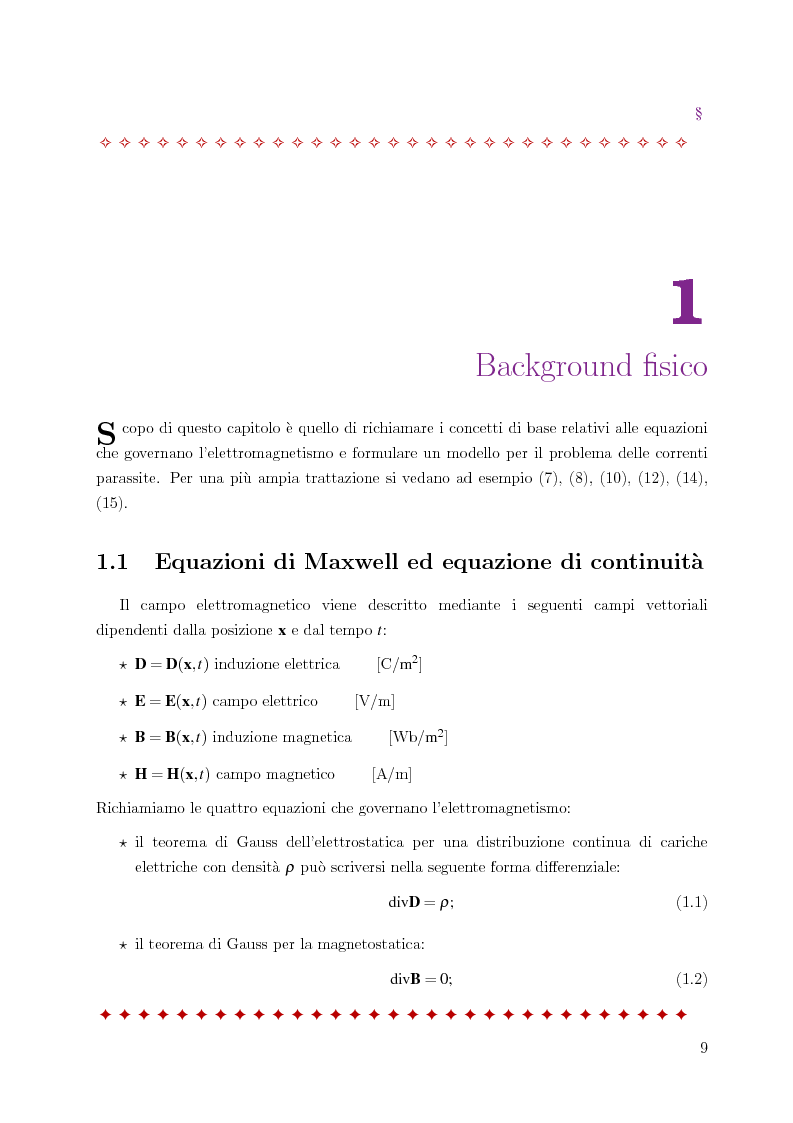 Anteprima della tesi: Metodo degli elementi finiti per l'approssimazione numerica del problema delle correnti parassite, Pagina 5