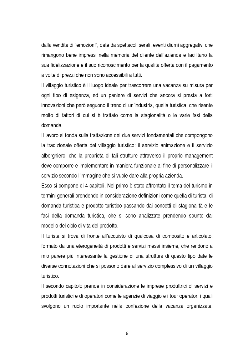 Anteprima della tesi: La gestione dei servizi di un villaggio turistico, Pagina 2