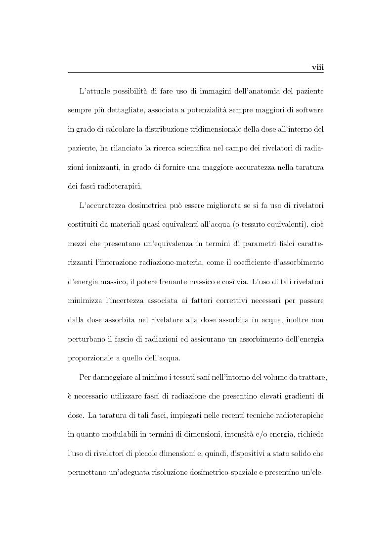 Anteprima della tesi: Parametri dosimetrici caratterizzanti i rivelatori a diamante CVD per la dosimetria di fasci radioterapici, Pagina 3