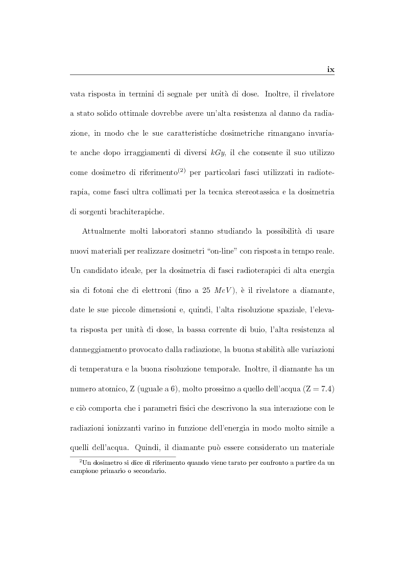 Anteprima della tesi: Parametri dosimetrici caratterizzanti i rivelatori a diamante CVD per la dosimetria di fasci radioterapici, Pagina 4