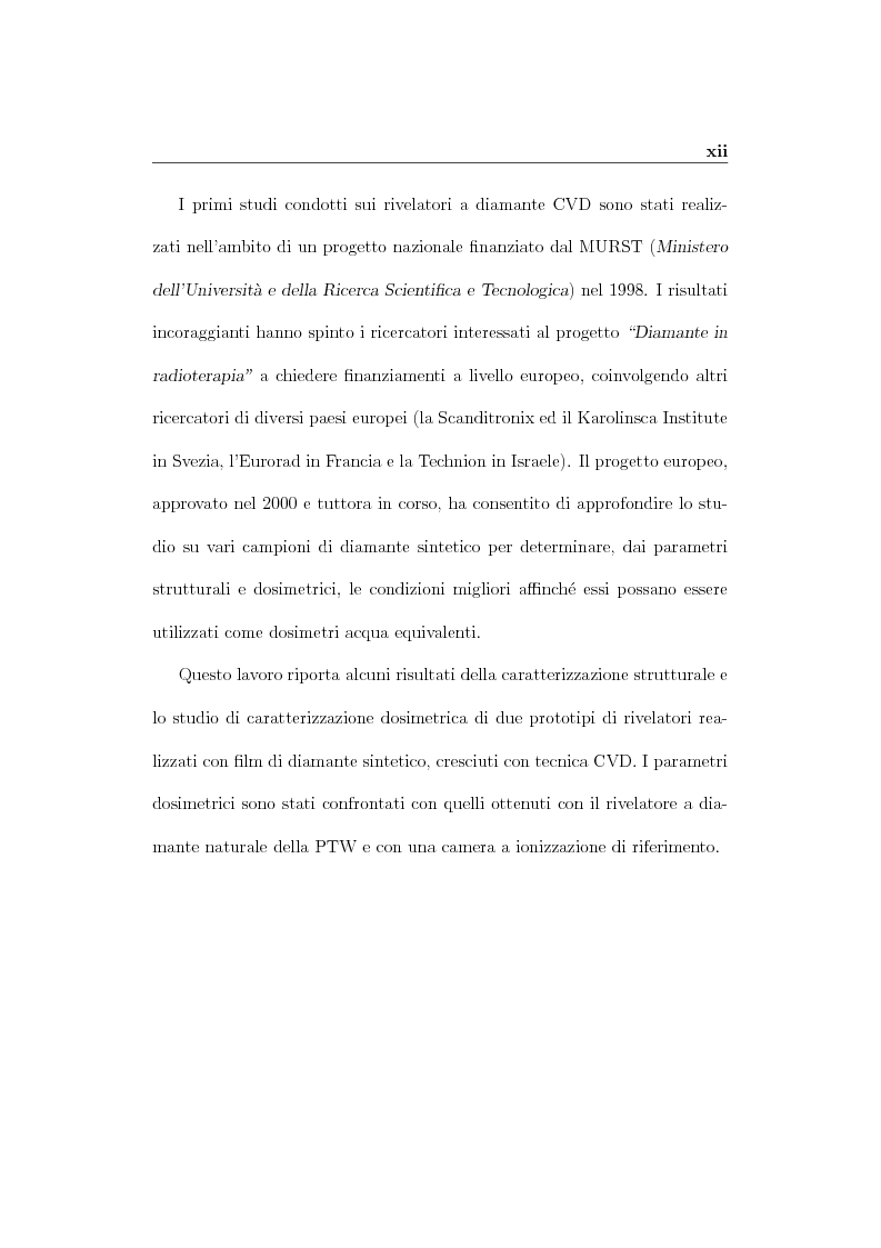 Anteprima della tesi: Parametri dosimetrici caratterizzanti i rivelatori a diamante CVD per la dosimetria di fasci radioterapici, Pagina 7