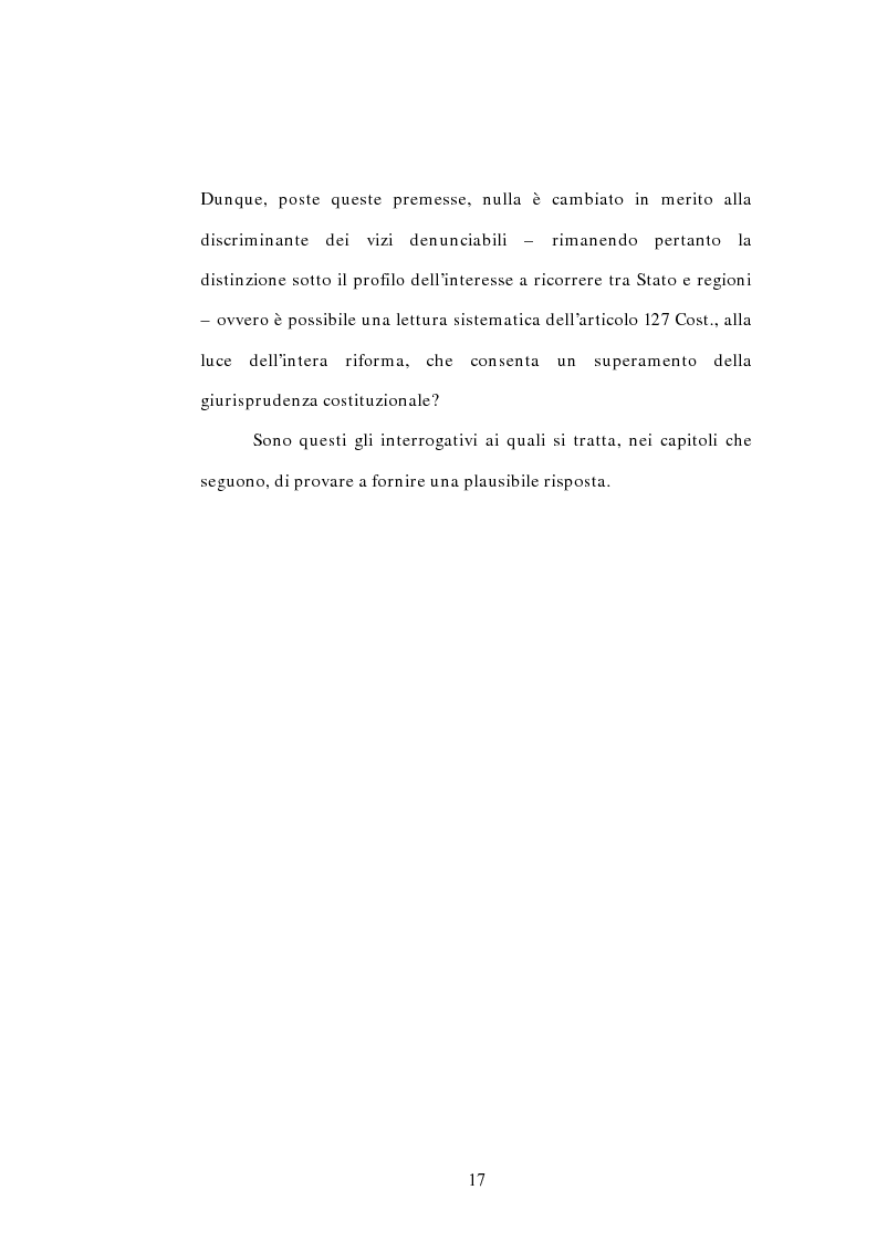 Anteprima della tesi: L'interesse a ricorrere nel giudizio di legittimità costituzionale in via principale, Pagina 13