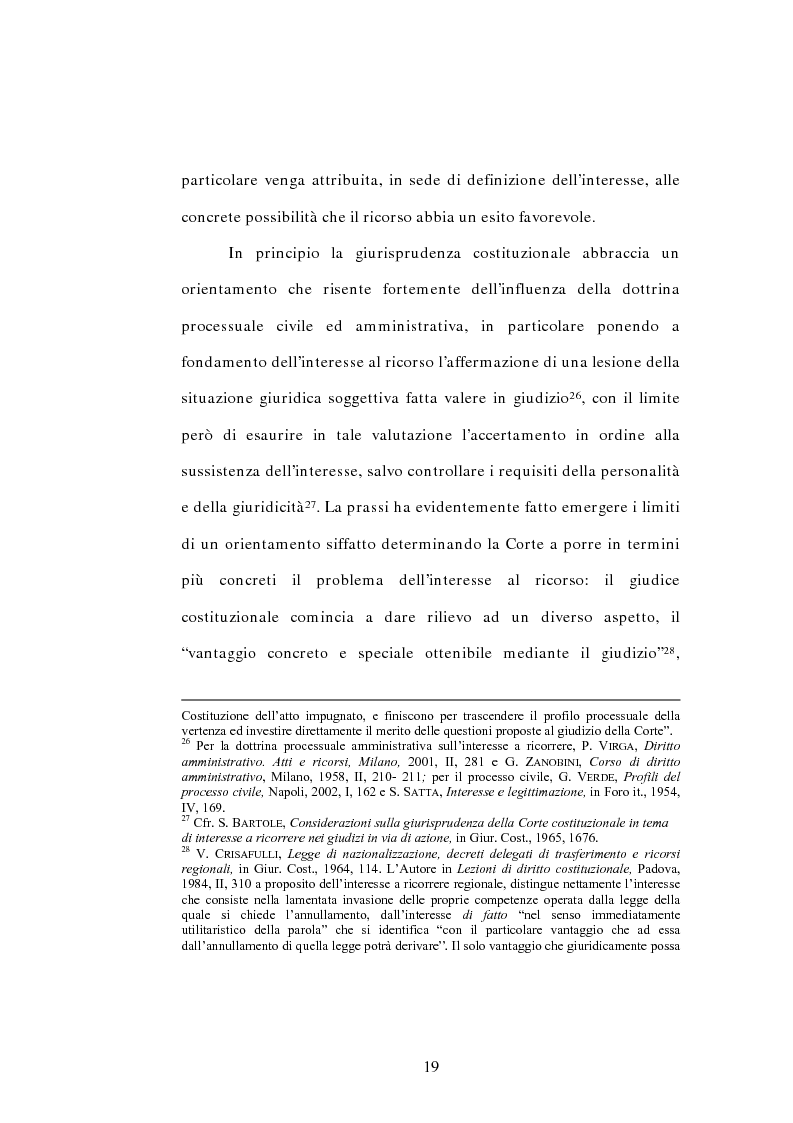 Anteprima della tesi: L'interesse a ricorrere nel giudizio di legittimità costituzionale in via principale, Pagina 15