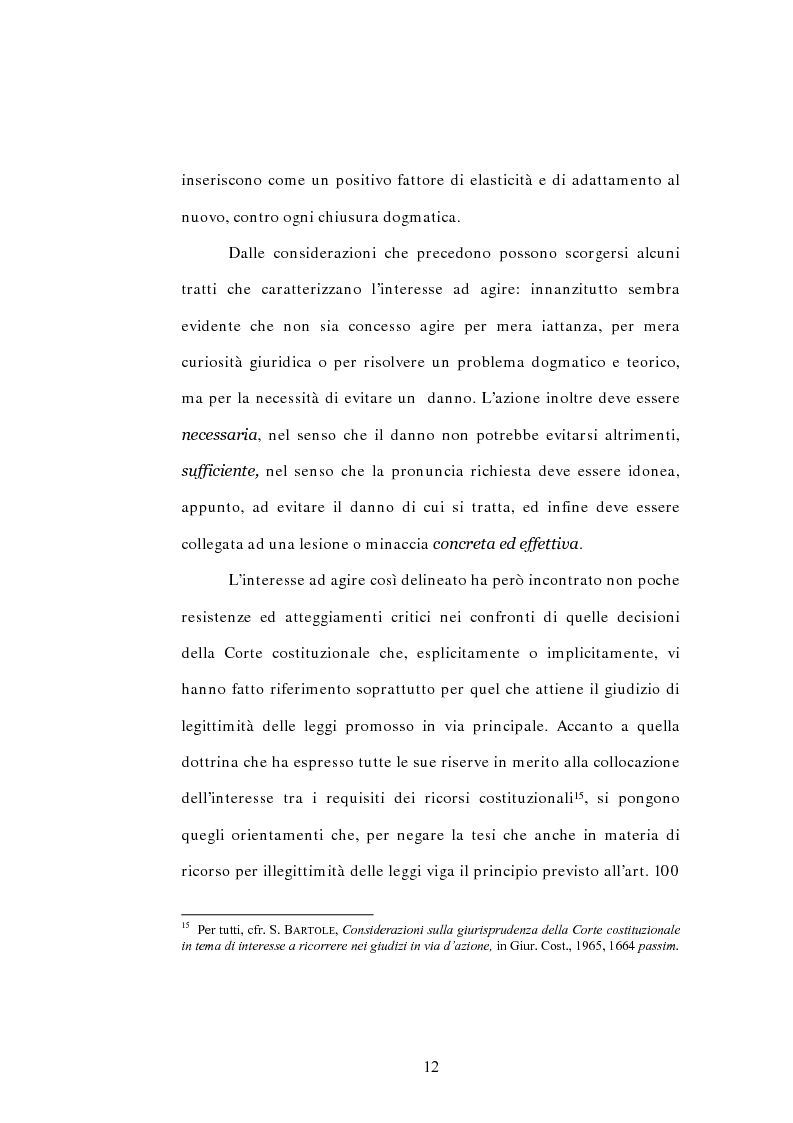 Anteprima della tesi: L'interesse a ricorrere nel giudizio di legittimità costituzionale in via principale, Pagina 8