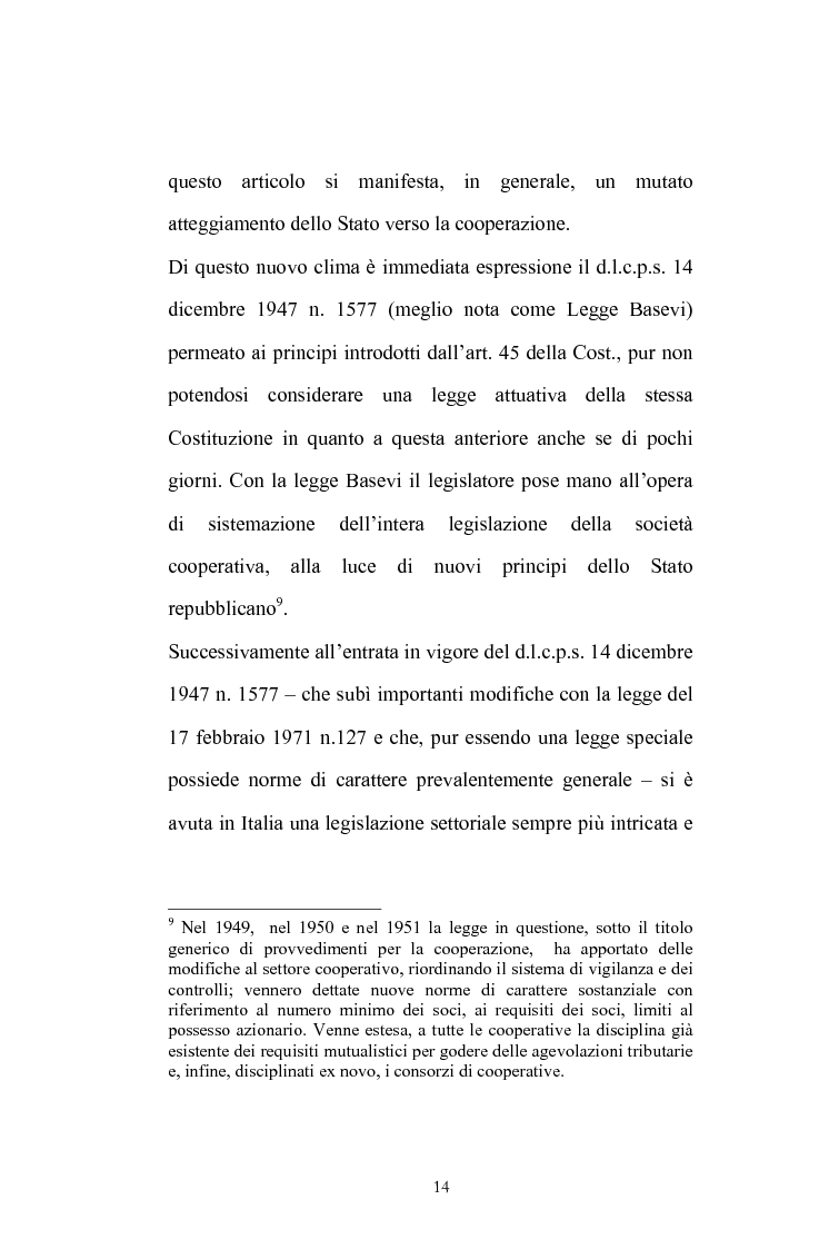 Anteprima della tesi: La posizione del socio lavoratore nelle cooperative di lavoro con particolare riferimento alla mutualità prevalente, Pagina 10