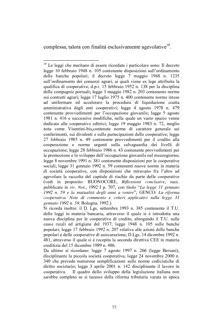 Anteprima della tesi: La posizione del socio lavoratore nelle cooperative di lavoro con particolare riferimento alla mutualità prevalente, Pagina 11