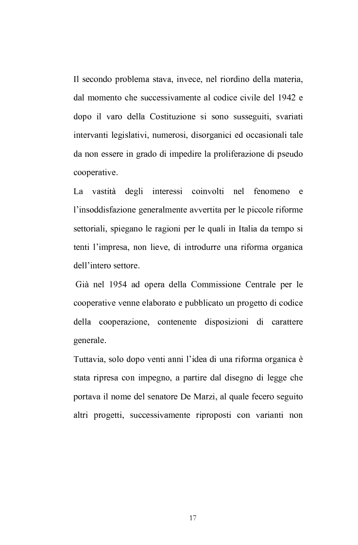 Anteprima della tesi: La posizione del socio lavoratore nelle cooperative di lavoro con particolare riferimento alla mutualità prevalente, Pagina 13