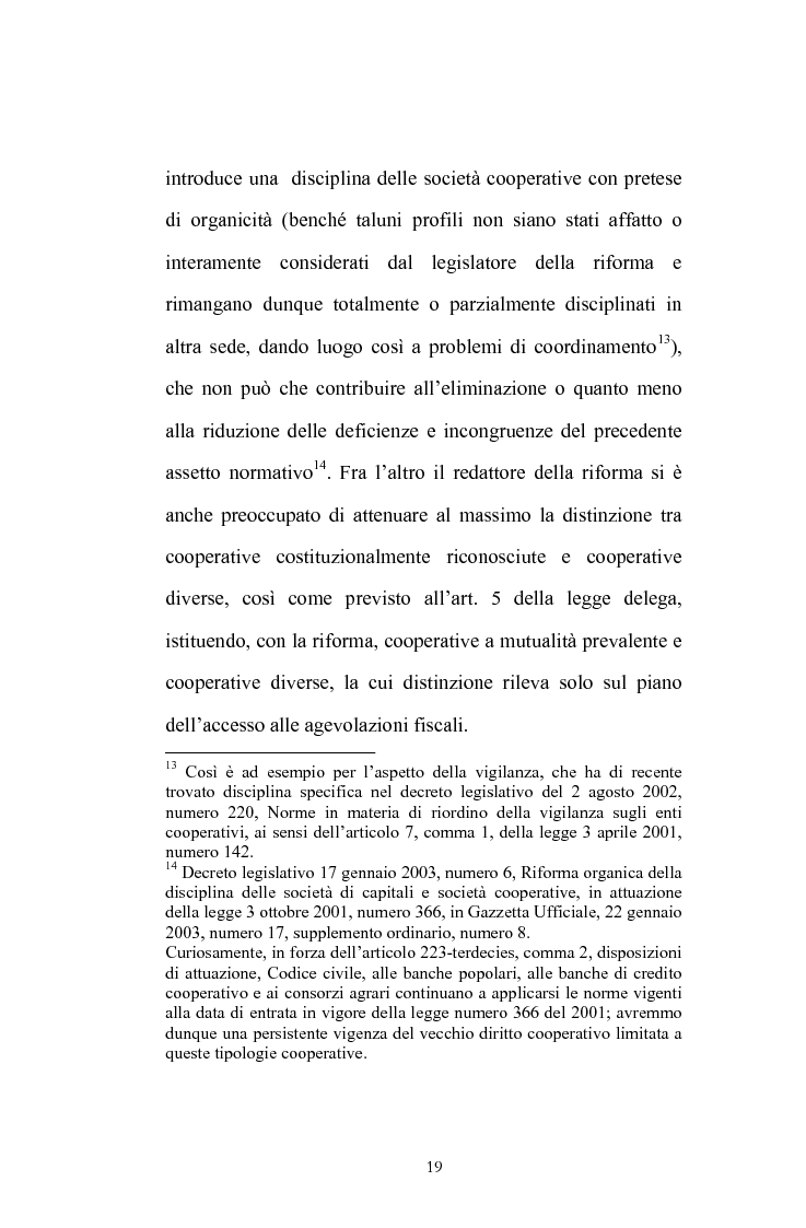 Anteprima della tesi: La posizione del socio lavoratore nelle cooperative di lavoro con particolare riferimento alla mutualità prevalente, Pagina 15