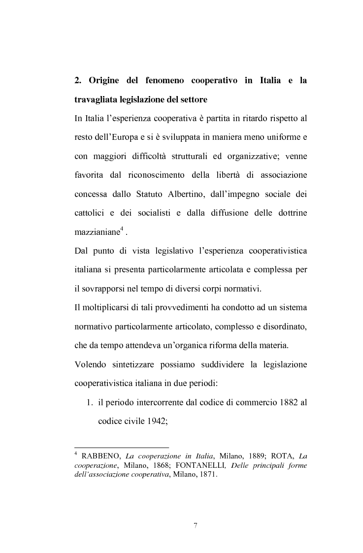 Anteprima della tesi: La posizione del socio lavoratore nelle cooperative di lavoro con particolare riferimento alla mutualità prevalente, Pagina 3