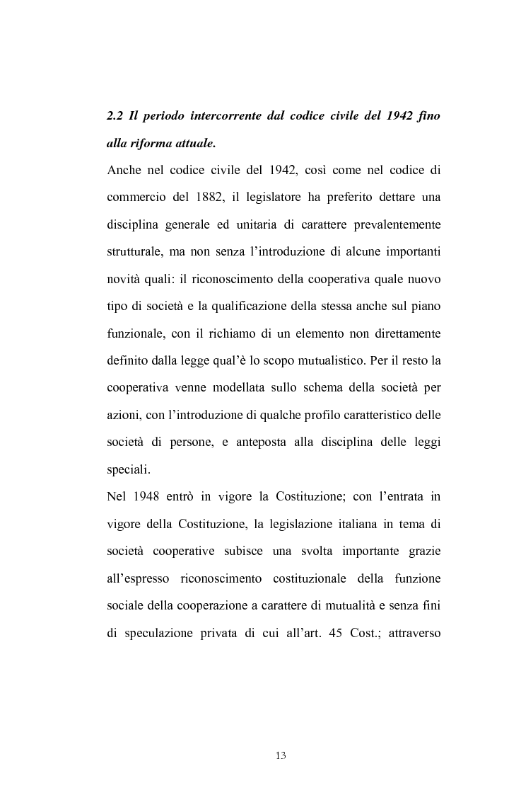 Anteprima della tesi: La posizione del socio lavoratore nelle cooperative di lavoro con particolare riferimento alla mutualità prevalente, Pagina 9