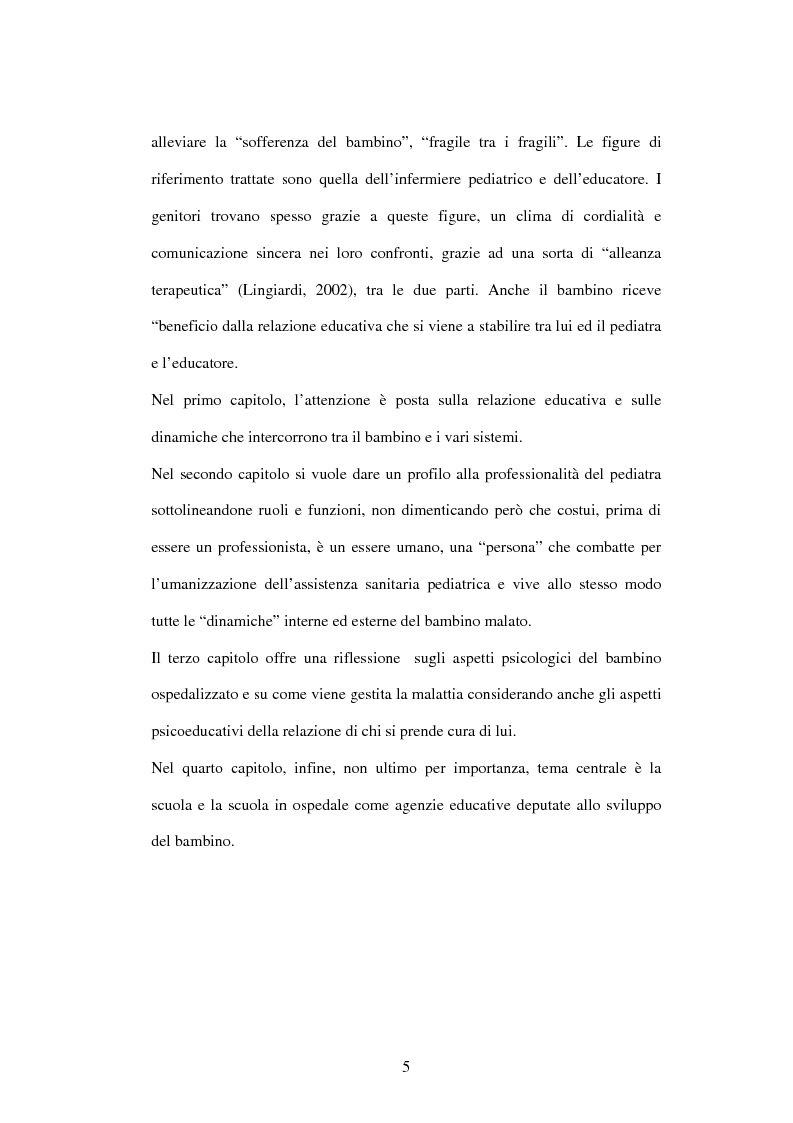 Anteprima della tesi: Educazione e ospedalizzazione del minore, Pagina 2
