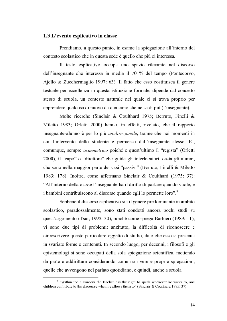 Anteprima della tesi: ''Ma dove stanno i riti, professoressa?''. Interazione ed eventi esplicativi in contesti scolastici., Pagina 14