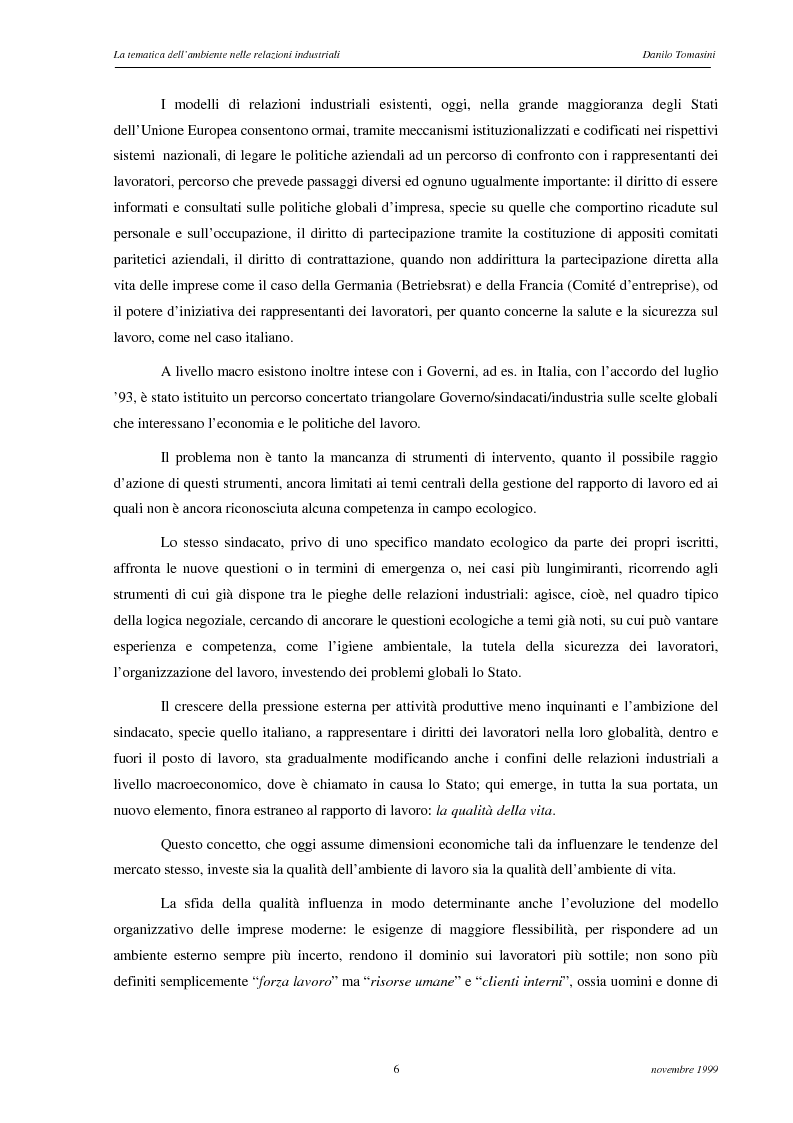 Anteprima della tesi: La tematica dell'ambiente nelle relazioni industriali, Pagina 3