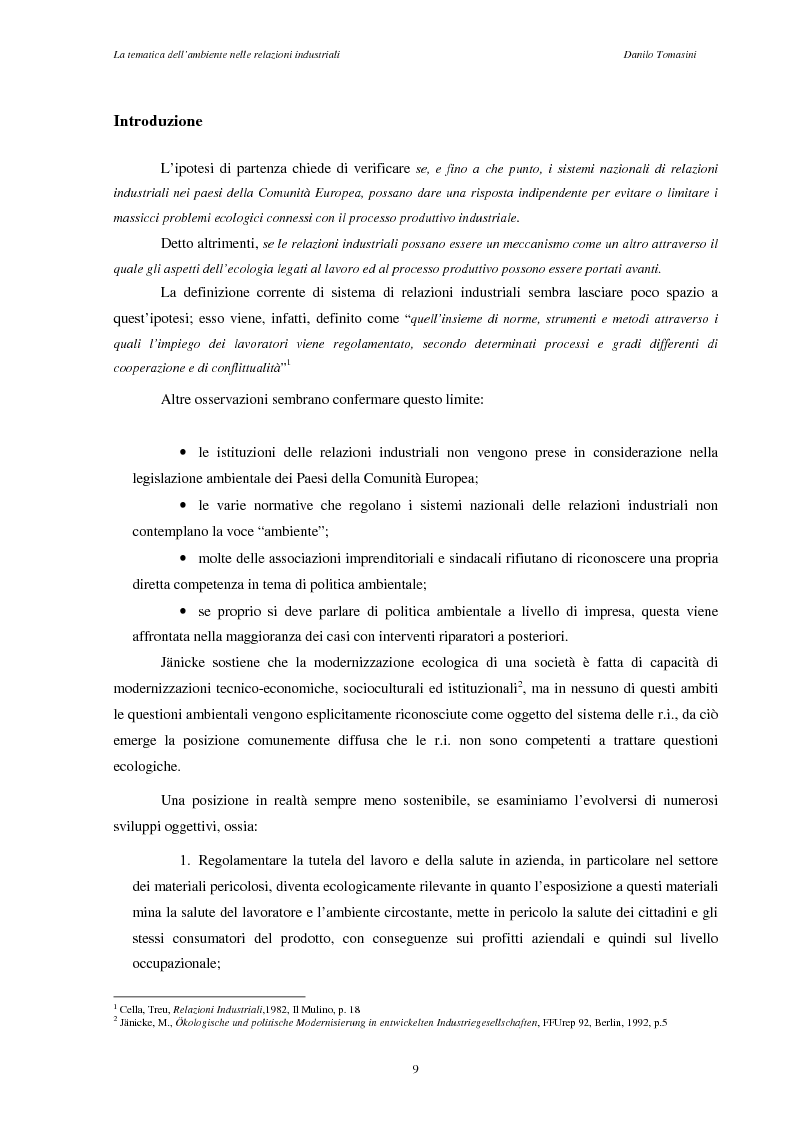 Anteprima della tesi: La tematica dell'ambiente nelle relazioni industriali, Pagina 6