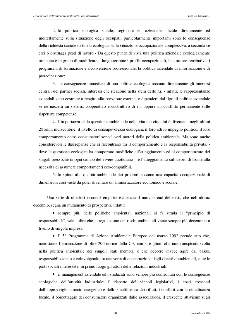 Anteprima della tesi: La tematica dell'ambiente nelle relazioni industriali, Pagina 7