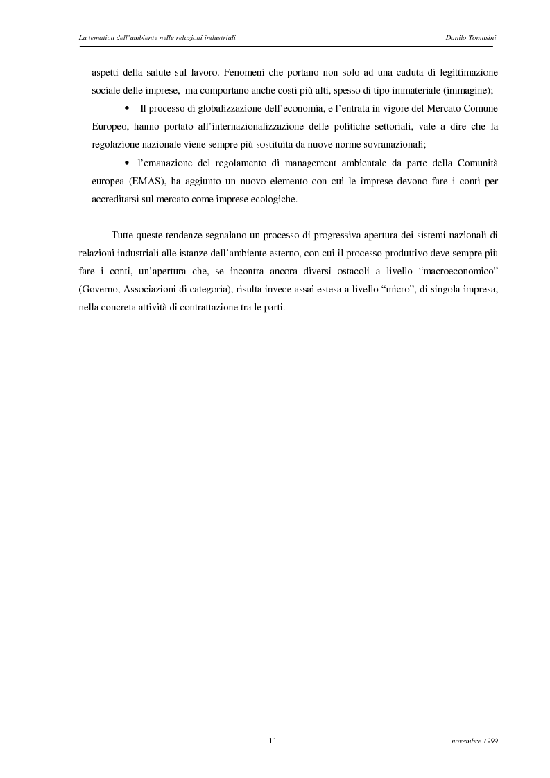 Anteprima della tesi: La tematica dell'ambiente nelle relazioni industriali, Pagina 8